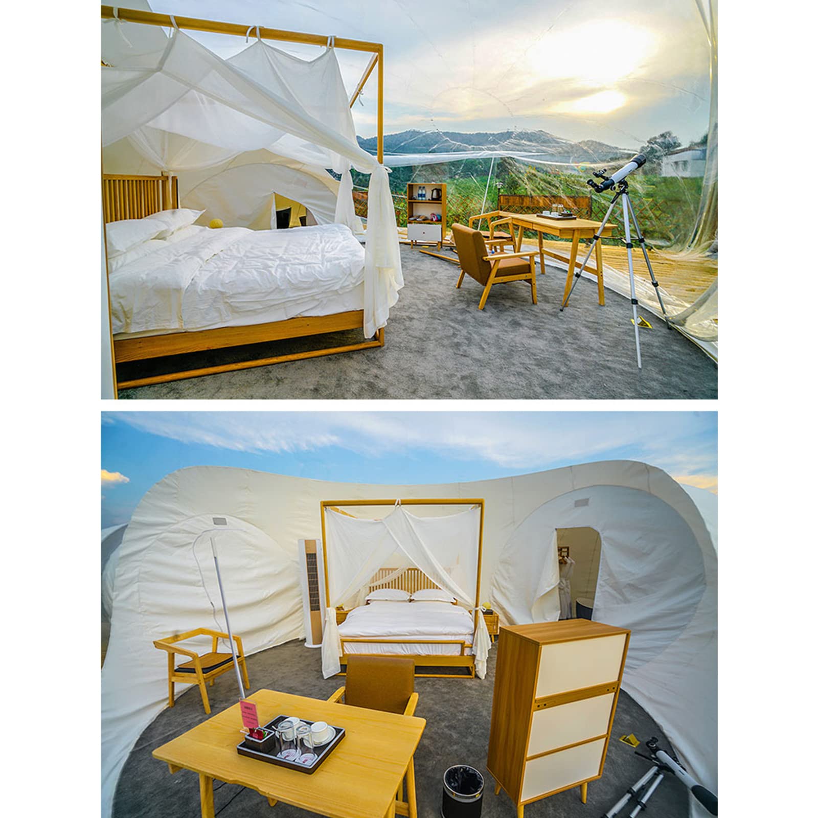 Home Blasable Bubble Tent, transparentes Sternenblasen im Freien, Touristenbeobachtung B & B -Zelt, Camping im Freien aufblasbar transparent mit Faartrockner und Reparaturset, 5m Household faucets