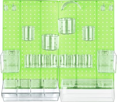Azar Displays 900944-GRE The Ultimate DIY Multi-Purpose 24-Piece Pegboard Wall Organizer Kit with Two Panels and Accessory Assortment Hooks, Divider Bin, Headband Holder, Cylinder, and Cups., Green