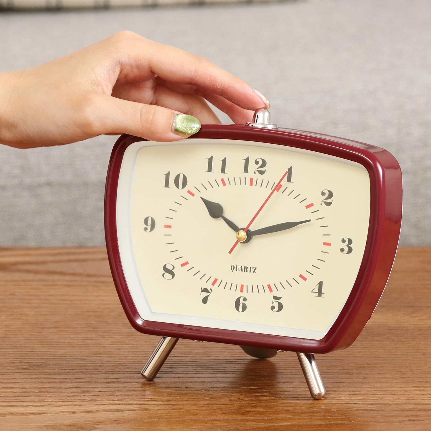Amazon.co.jp: 不二貿易 置き時計 幅14.6×奥行6.6×高さ14.1cm レッド