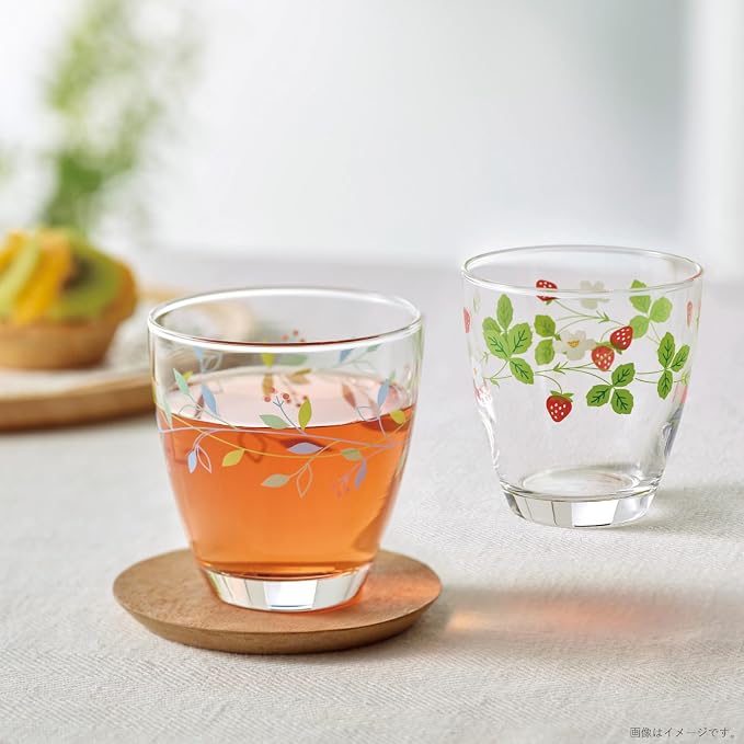 Set de 4 vasos decorativos de vidrio con patrón de fresa, made in Japón miniatura 8
