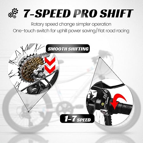 Miniatura 4 de Bicicleta de montaña para niños de 20 pulgadas, bicicleta de montaña para niños y niñas de 8 a 12 años, 7 velocidades para adolescentes, bicicletas