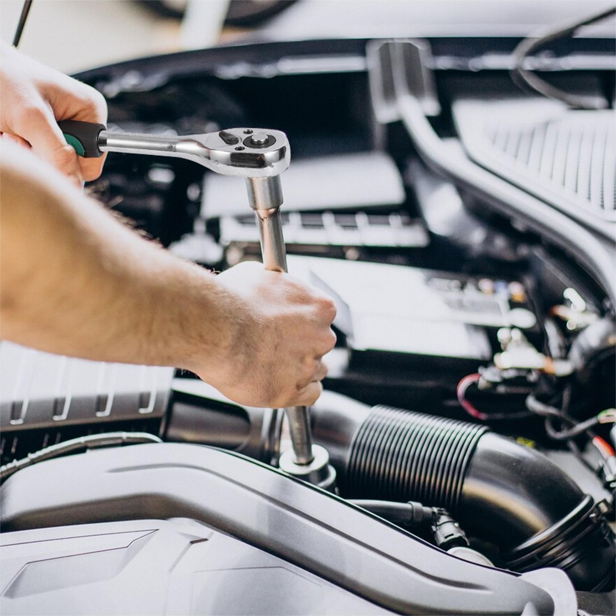 Zestaw kluczy nasadowych z grzechotką, narzędzia DIY, 216-częściowy zestaw narzędzi mechanicznych z wytrzymałą zorganizowaną walizką, 1/10.2 cm, 3/20.3 cm i 1/5.1 cm zestaw gniazd napędowych do