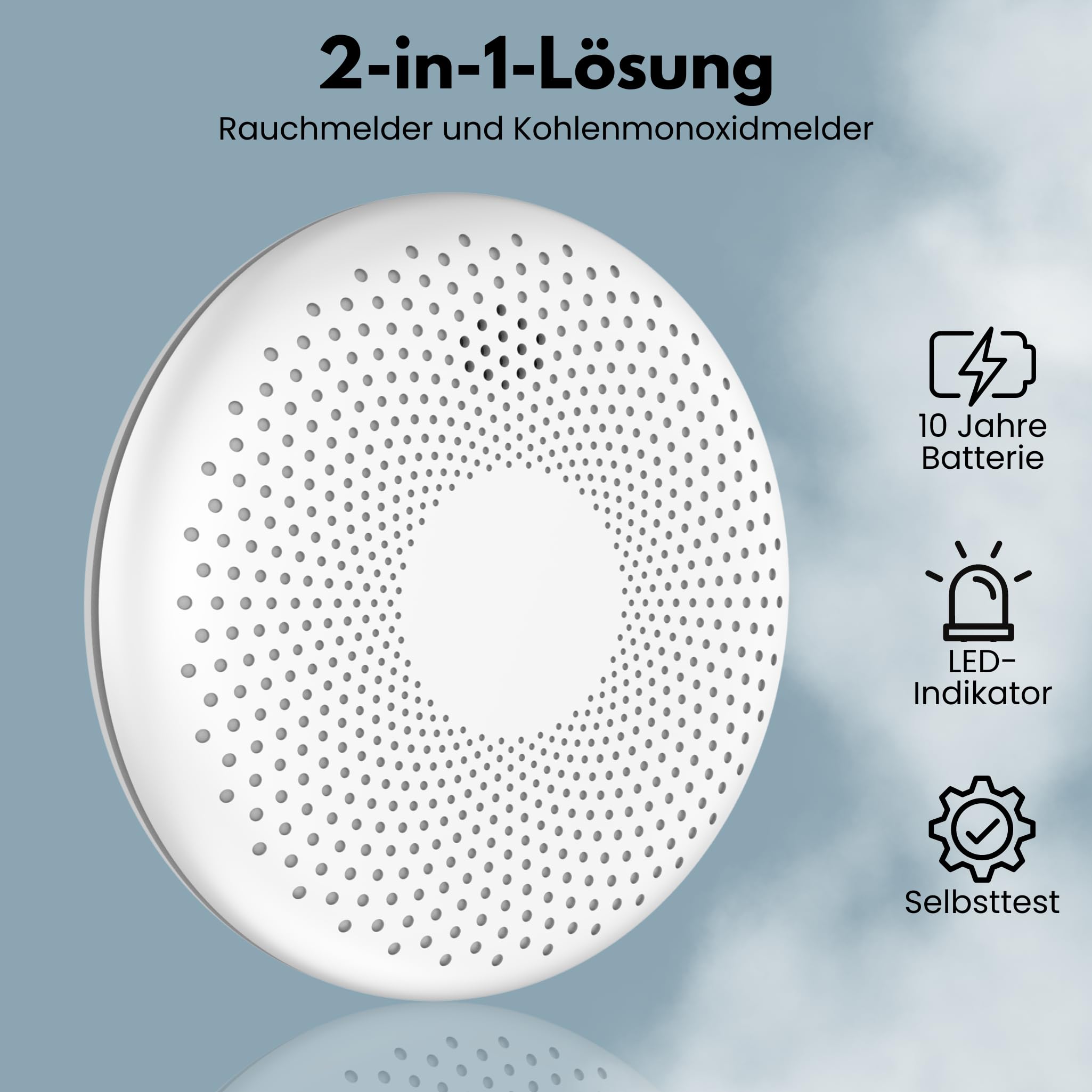 Aroha Link Vernetzte Rauchmelder und Kohlenmonoxid Melder - 10 Jahre Batterie - Kombination CO Melder & Feuermelder Vernetztbar, Kombinationsmelder - 2 Set