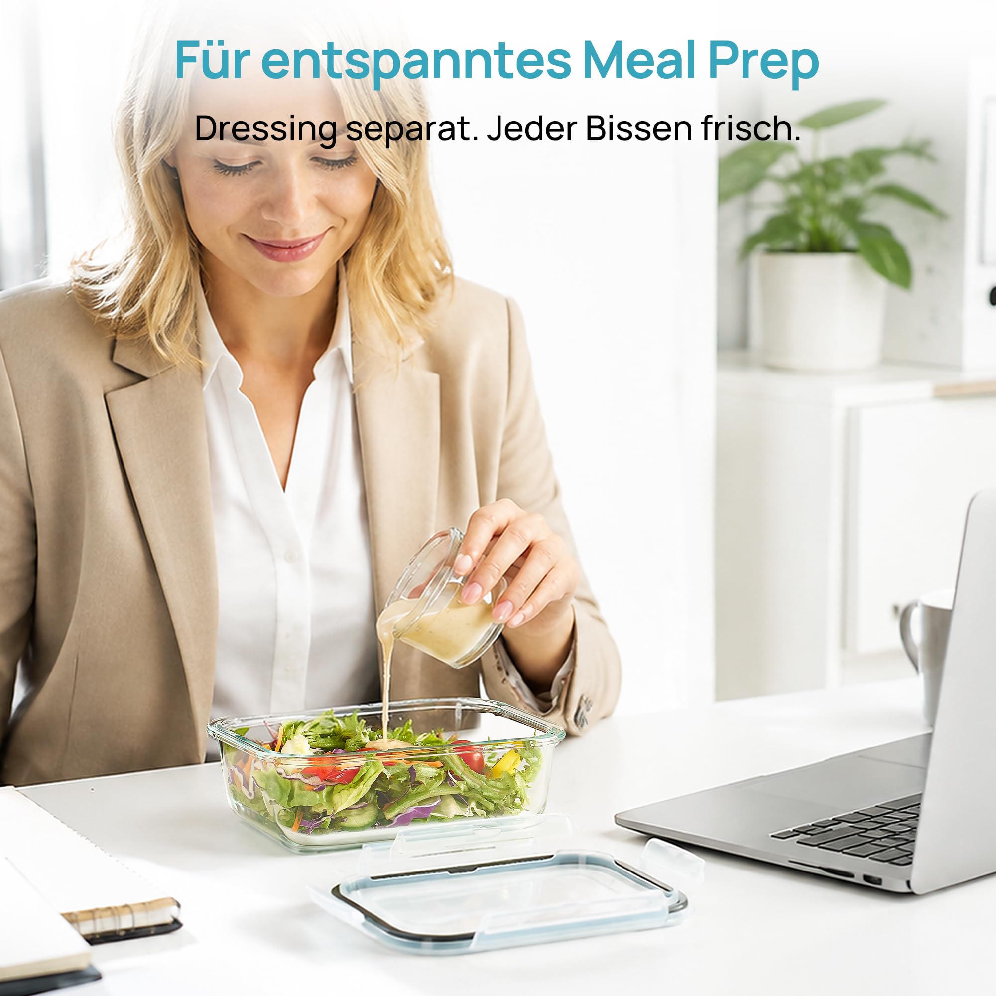 Vtopmart 12er Frischhaltedosen Glas mit Deckel, Mikrowelle, 3 Größen