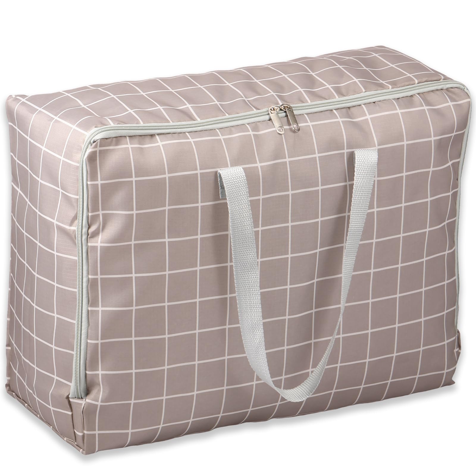 Duvet Storage Bags, 35L Oxford Underbed Clothes Storage Bag with Zipper and Handle, Heavy Duty Foldable Bedding Organizer Bag, Waterproof Large Moving Bags for Moving Home Quilt Pillows Blankets(Grey)