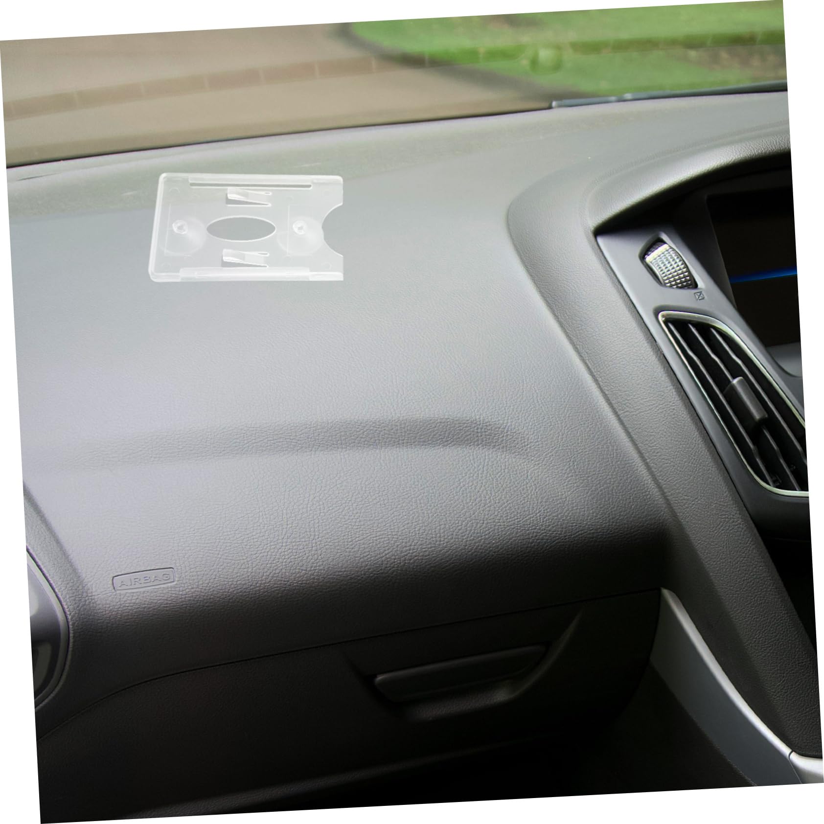 Porte-carte Ventouse Pour Pare-brise - Support Transparent Pour Badge, Ticket De Parking - Dimensions 88x56x5 Mm - Blanc