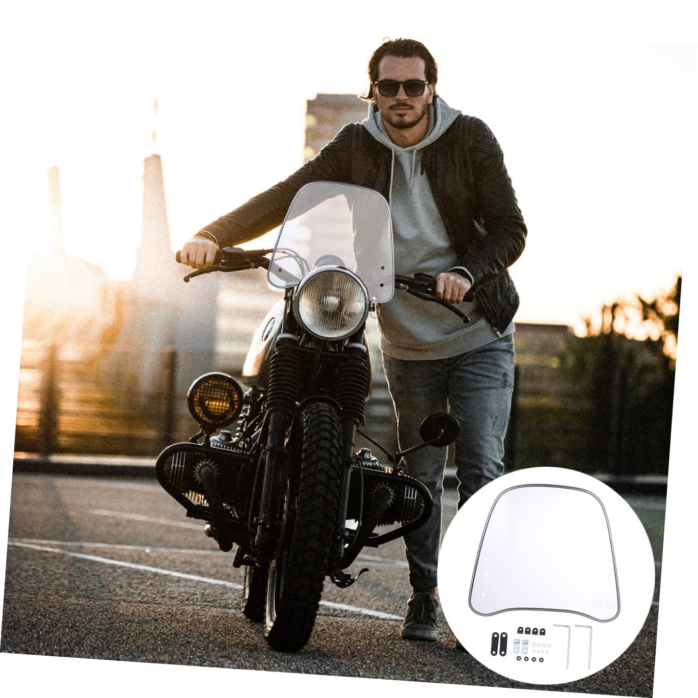 IMIKEYA Protezione per parabrezza trasparente per moto e scooter, resistente al vento e al freddo duro curvo antivento e durevole per auto elettrica