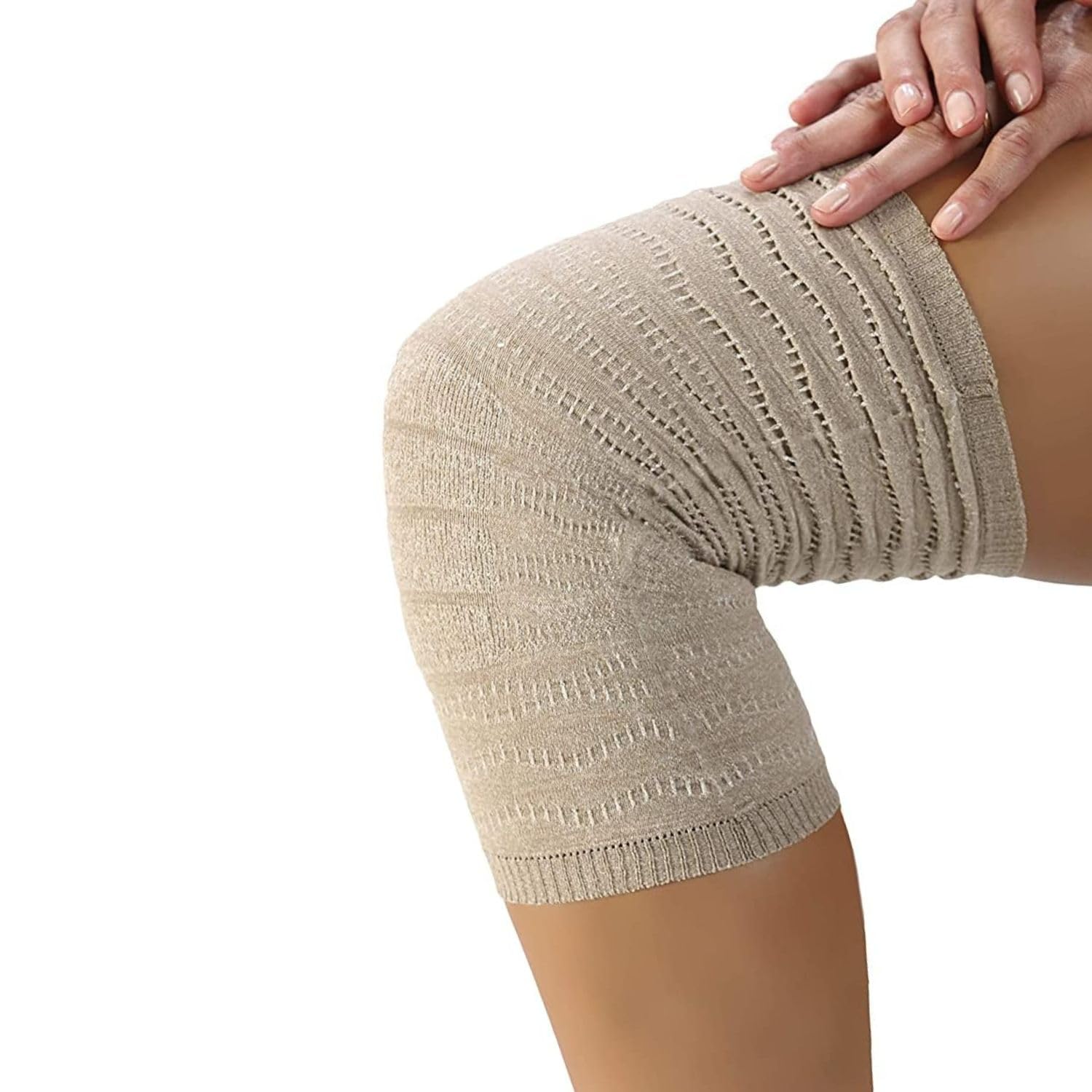 For-Knees Genouillère De Compression Magnétique En Coton Naturel Doux - Tissu élastique En Latex Avec Aimants - Pour Le Sport, Les Entorses, Les Foulures, L'arthrite, La Récupération Des Genoux