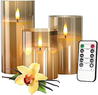 14 Bedroom Lighting Ideas for Soft Bright Inviting Atmosphere 109 Vanilla Scented Glass Wax Flameless LED Candles with Remote & Timer,Batt...