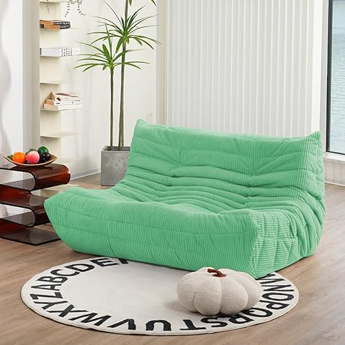 N&V Fireside Loveseat, Mid Century Armless Twin Size Floor Sofa,