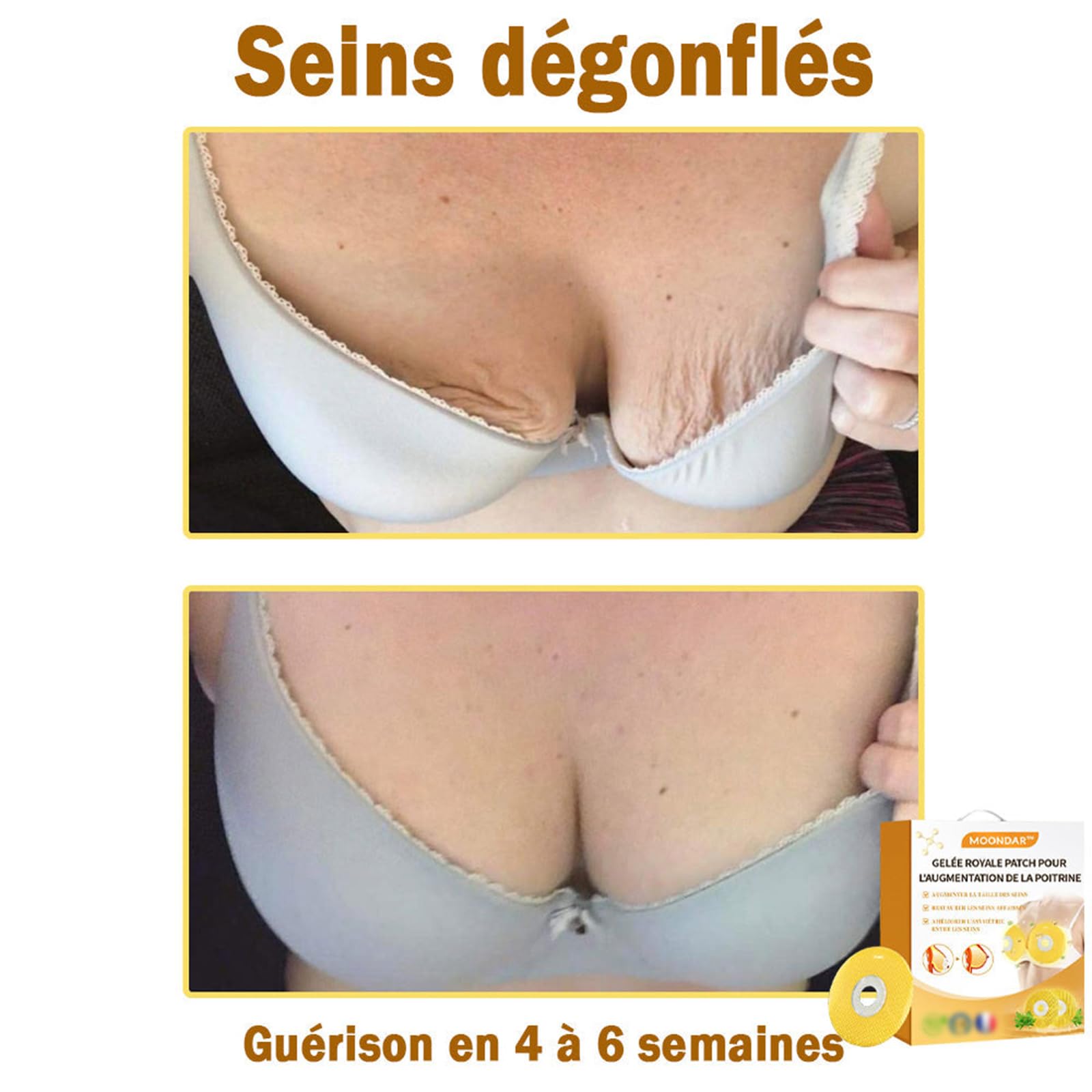 Moondar Royal Jelly Breast Enhancement Patch, Naturel Moondar Royal Jelly Breast Enhancer, Patch raffermissant nourrissant pour Les Seins naturels pour Les Femmes (2 pièces)
