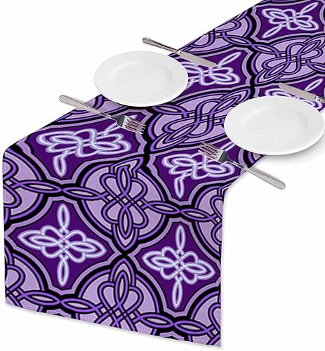 Miniatura 8 de HOSNYE Camino de mesa con flores y hojas exóticas, camino de mesa de lino y algodón para decoración de cocina, mesa familiar, mesa de comedor,