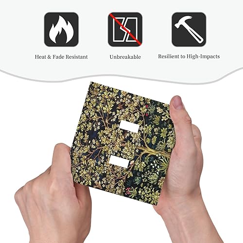 Miniatura 6 de William Morris Tree Of Life - Placa de interruptor de luz de 2 bandas, diseño de árbol de la vida, placa de pared de doble palanca, placa frontal