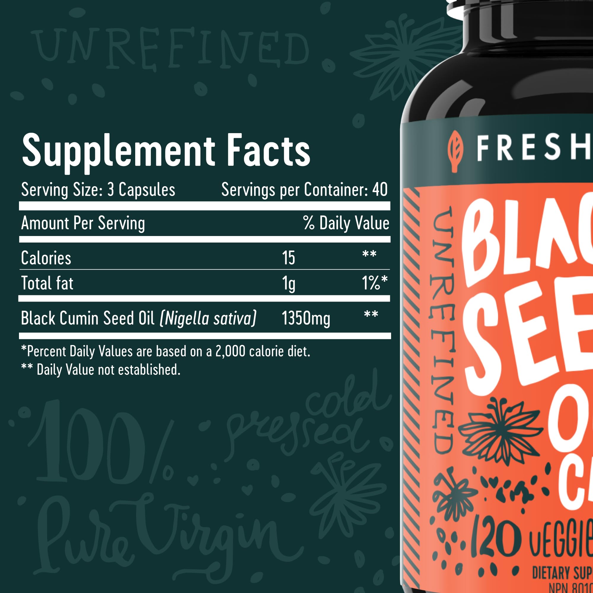 Freshfield Black Seed Oil Capsules, Cold Pressed Nigella Sativa, 120 Count — Amazon image 5