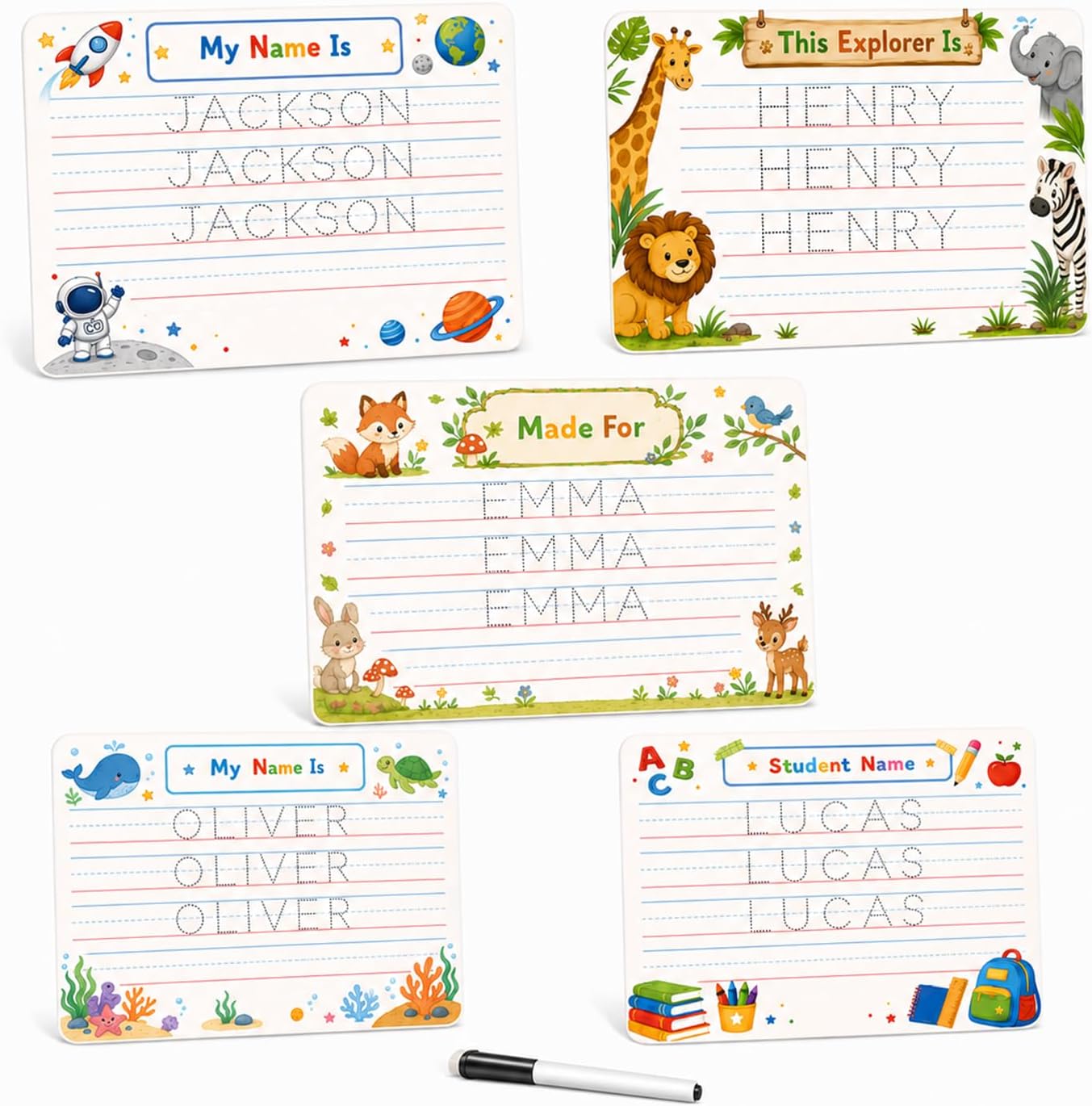 Personalized Name Tracing Board for Kids, Reusable Dry Erase Writing Mat