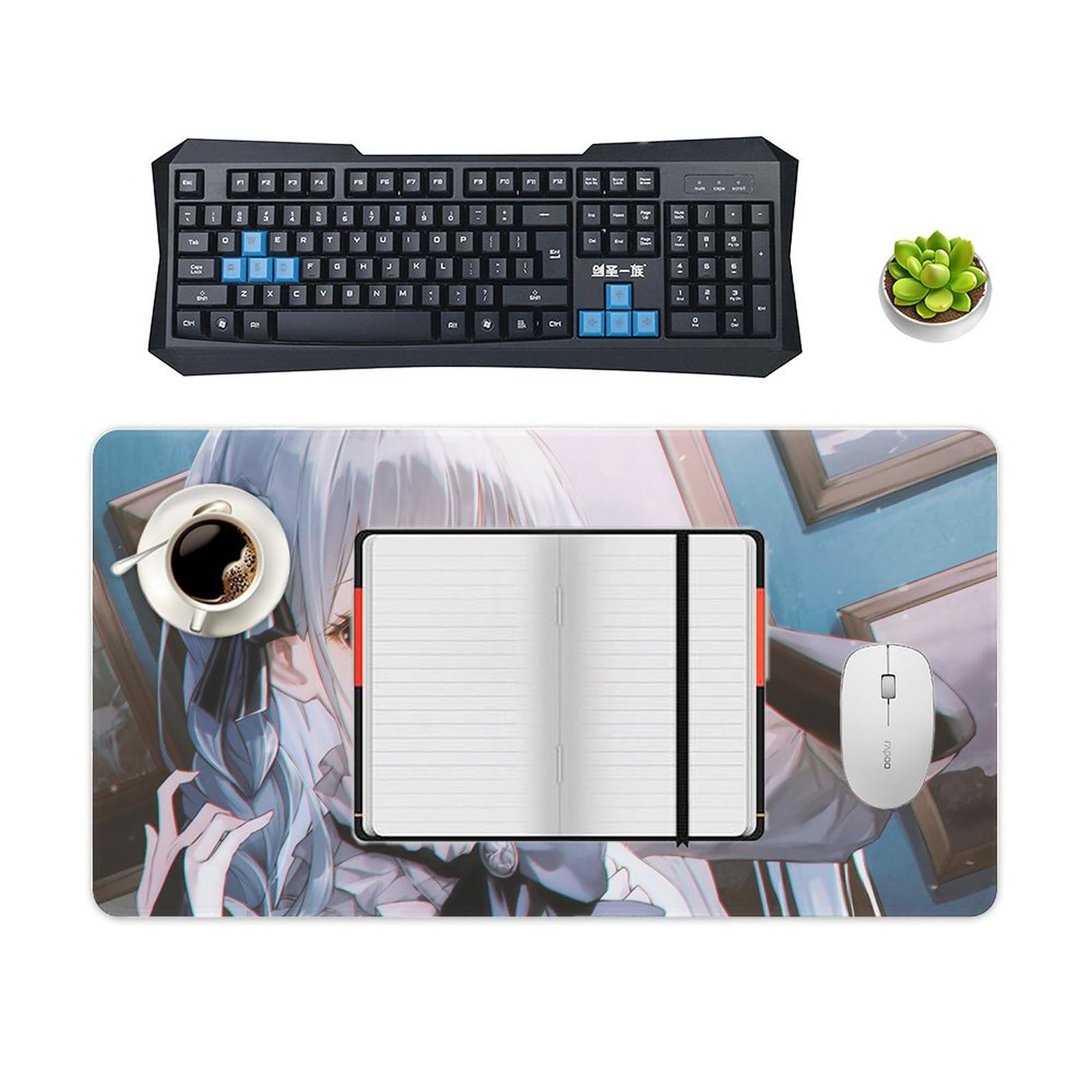 Amazon.co.jp：デスクマット マウスパッド 銀髪 ゴスロリ リボン 美