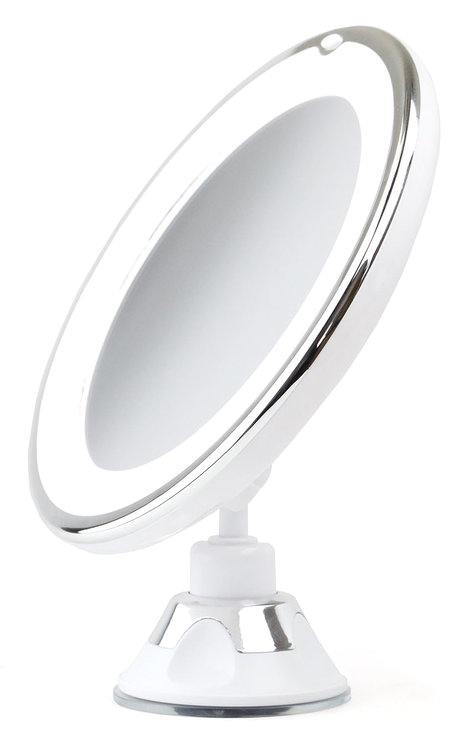 Sparrow Decor Lighted Makeup Mirror 7X Daylight LED Wall Mount Mirror with Locking Suction Cup and Rotating Adjustable Tilting Arm Folds Into Travel Magnifying Mirror - Illuminated Cosmetic Mirror