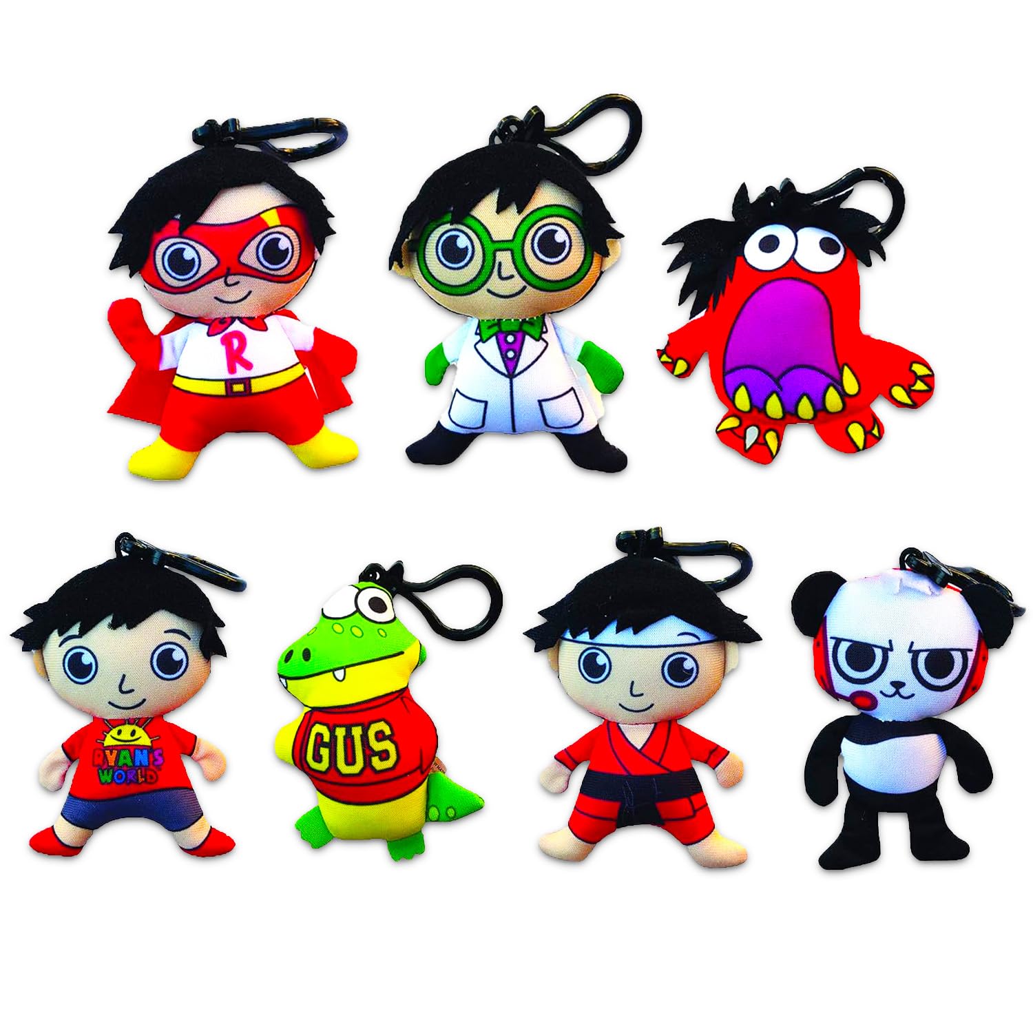 Ryan's World Mystery Plush Egg 3 Pack - Bundle with 3 Plush Keychains Plus Stickers for Kids | Ryan's World Backpack Clips