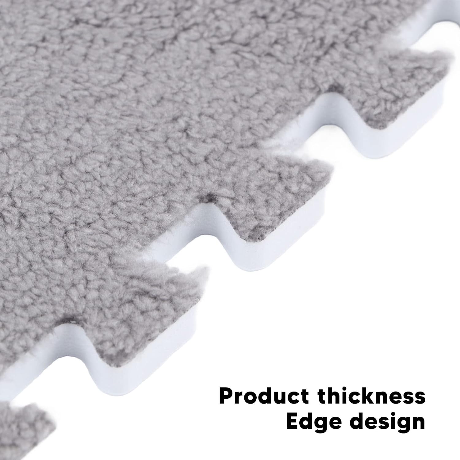 Garosa 10Pcs Soft Foam Floor Tiles Interlocking Play Mat for Kids Playroom, Plush Climbing Area Rug Carpet Tiles Home Safe Non-Slip Decor Grey