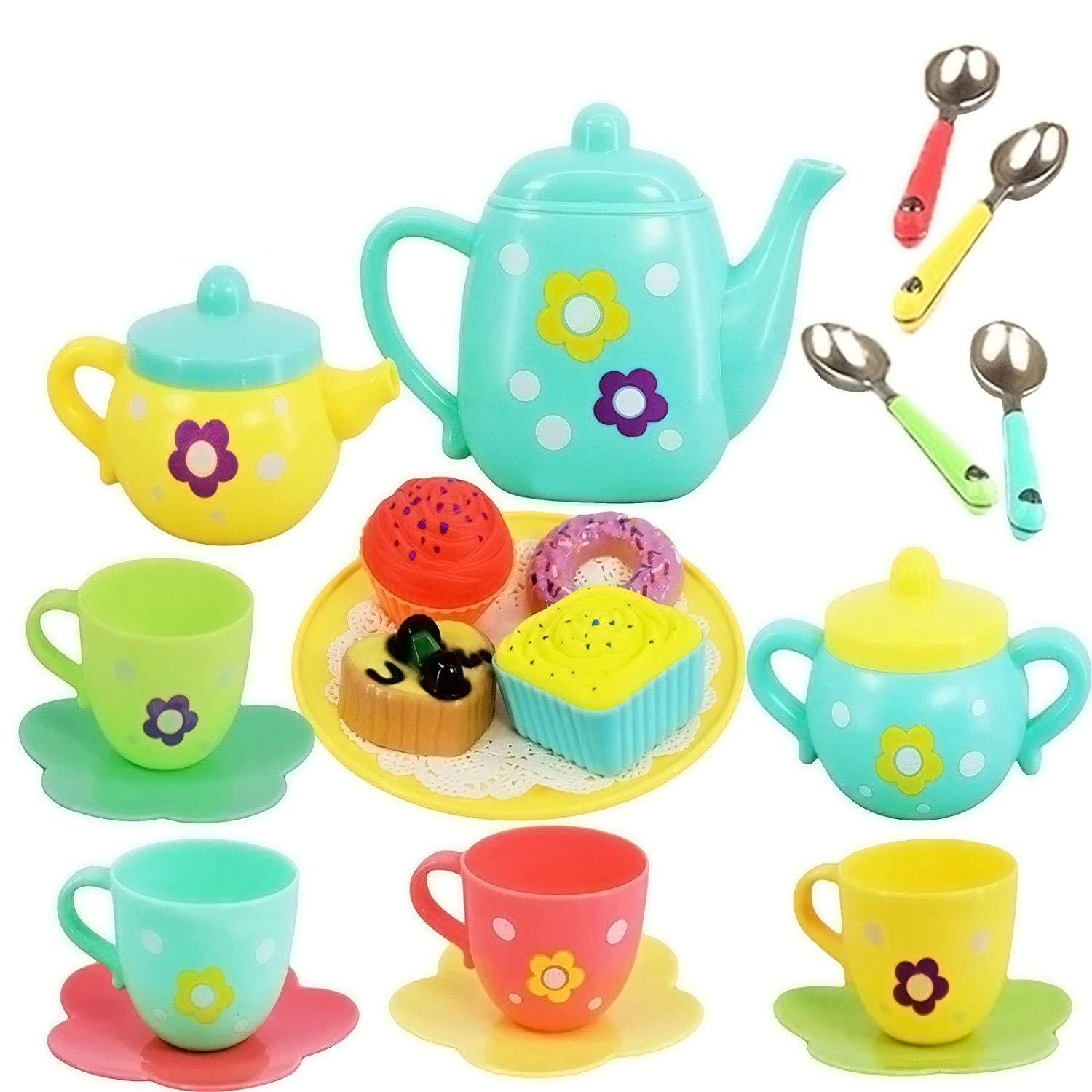 Magicwand® Plastic Pretend Play Kitchen Tea Set for Kids【22 Pcs】【Multi-Colored】
