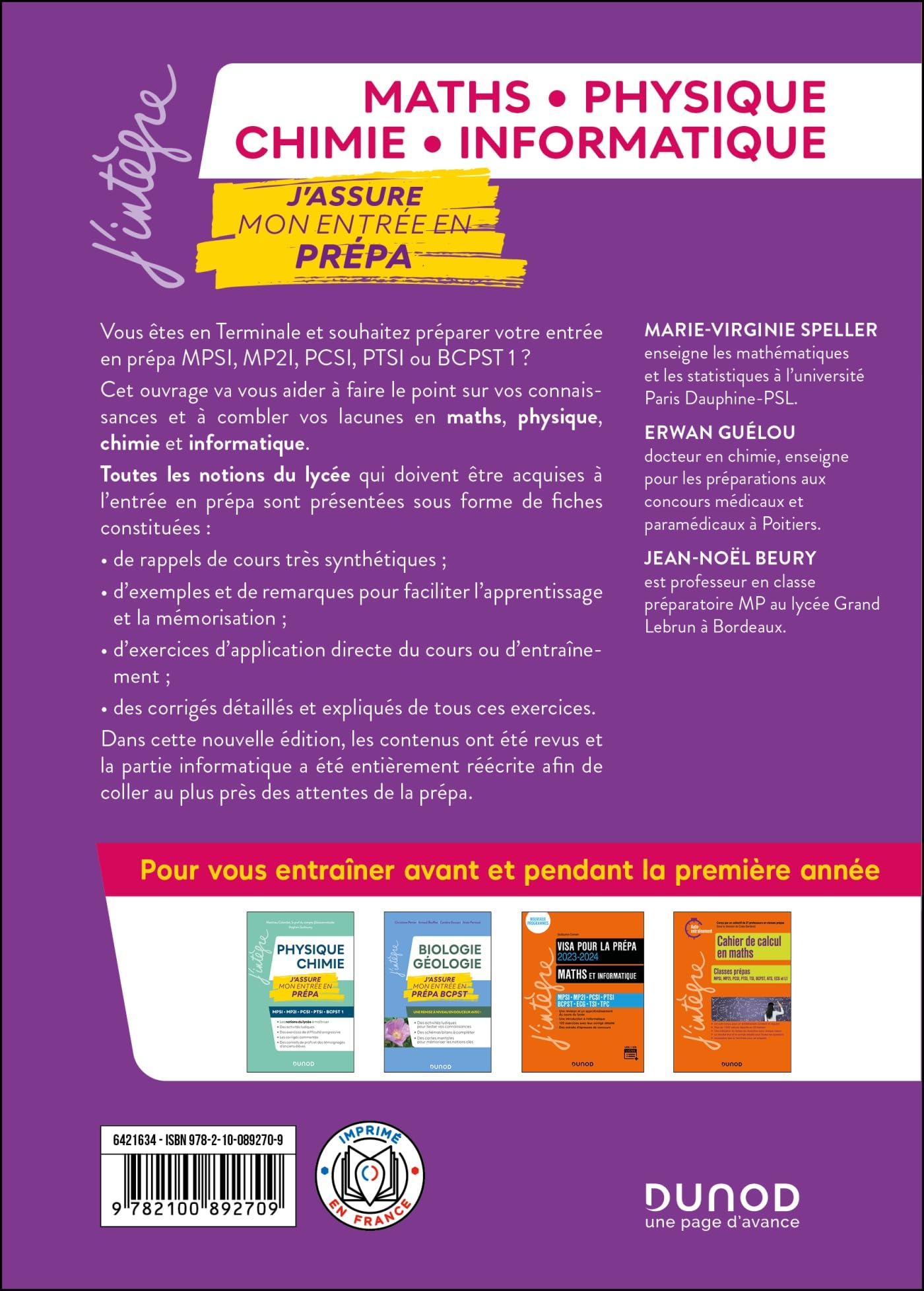 Maths-Physique-Chimie-Informatique, J'assure mon entrée en prépa: MPSI-MP2I-PCSI-PTSI-BCPST 1