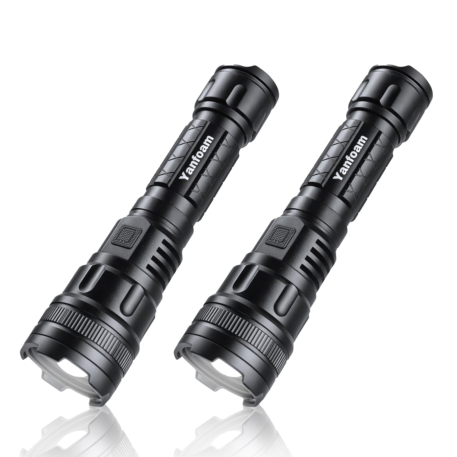 Yanfoam Rechargeable Flashlights High Lumens - 1000LM Super Bright LED Small Powerful Tactical Flashlight - 3 Modes High Powered Handheld Flash Light for Home Emergencies Camping Hiking - 2 Pack