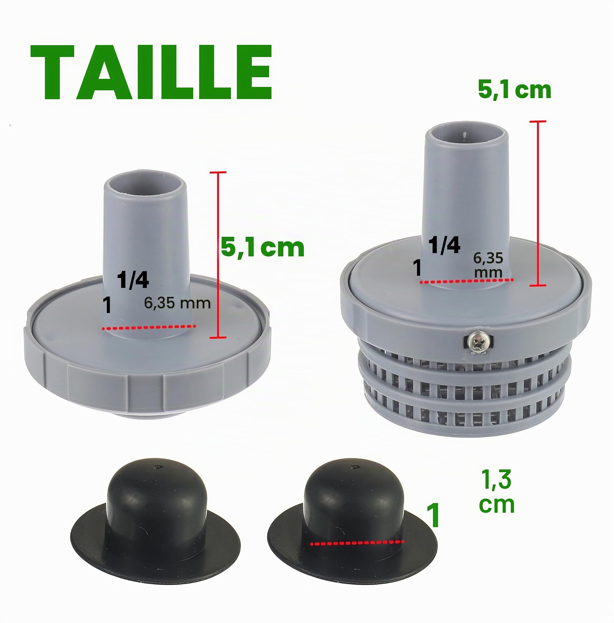 Kit de Raccordement pour Piscine Ø 32 mm – Crépines, Filtre de Sortie et Buse d'Entrée Hors Sol