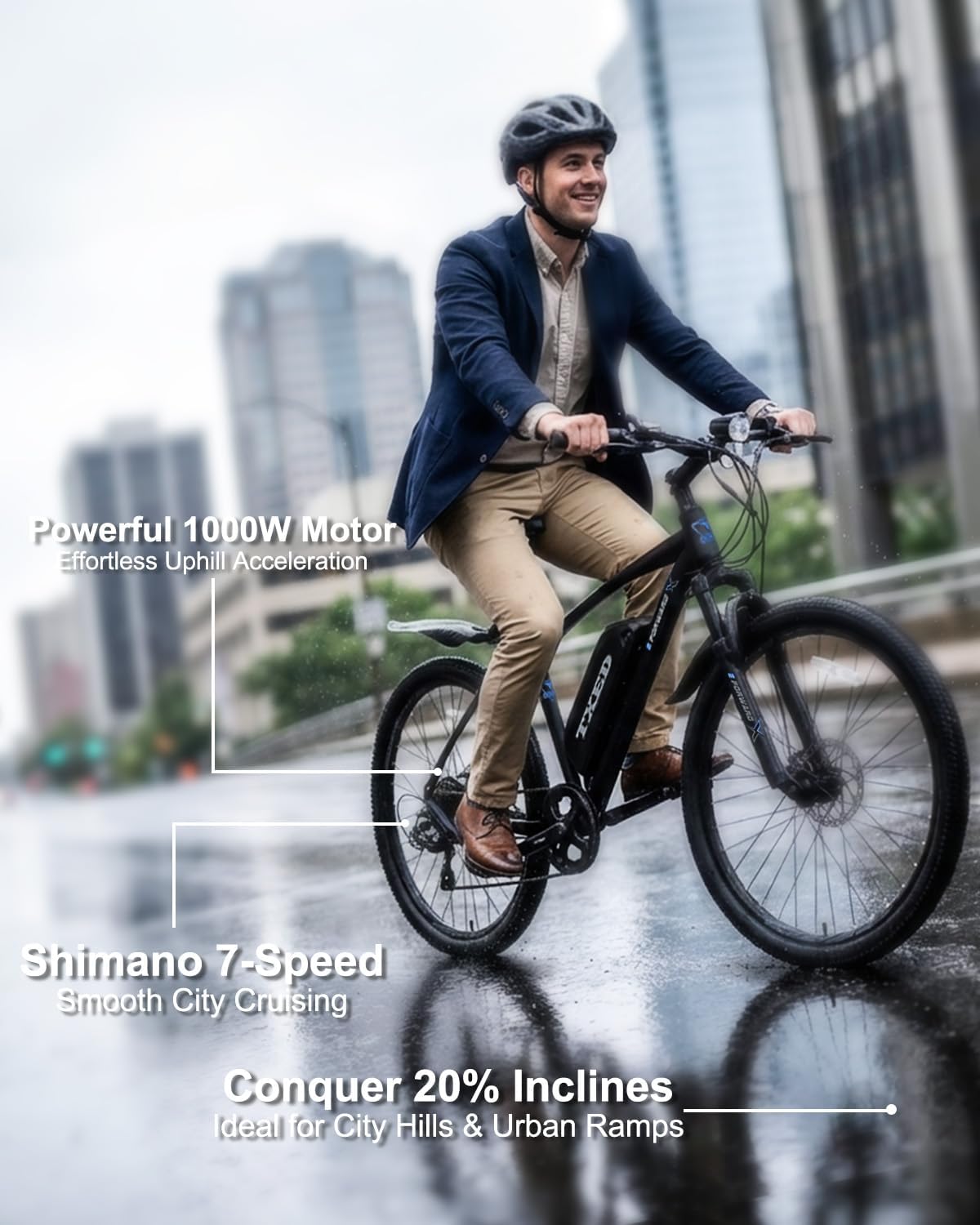 Moped Style Electric Bike for Adults, 1500W Peak Motor, 20" x 4.0" Fat Tire Ebike, 48V 13Ah Removable Battery, Up to 40 Miles Range, 28 MPH Max Speed, Shimano 7-Speed (Black（Commuter Edition）)
