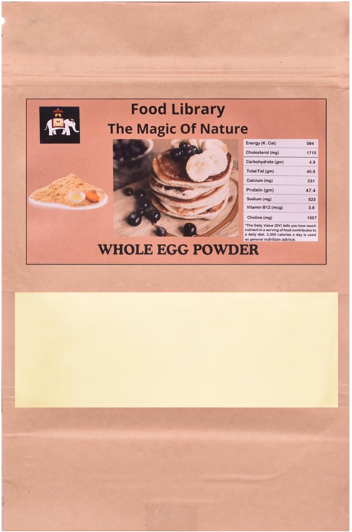 Food Library The Magic Of Nature Premium Whole Egg Powder - Natural, Pure, and Versatile Cooking Ingredient, 400gm