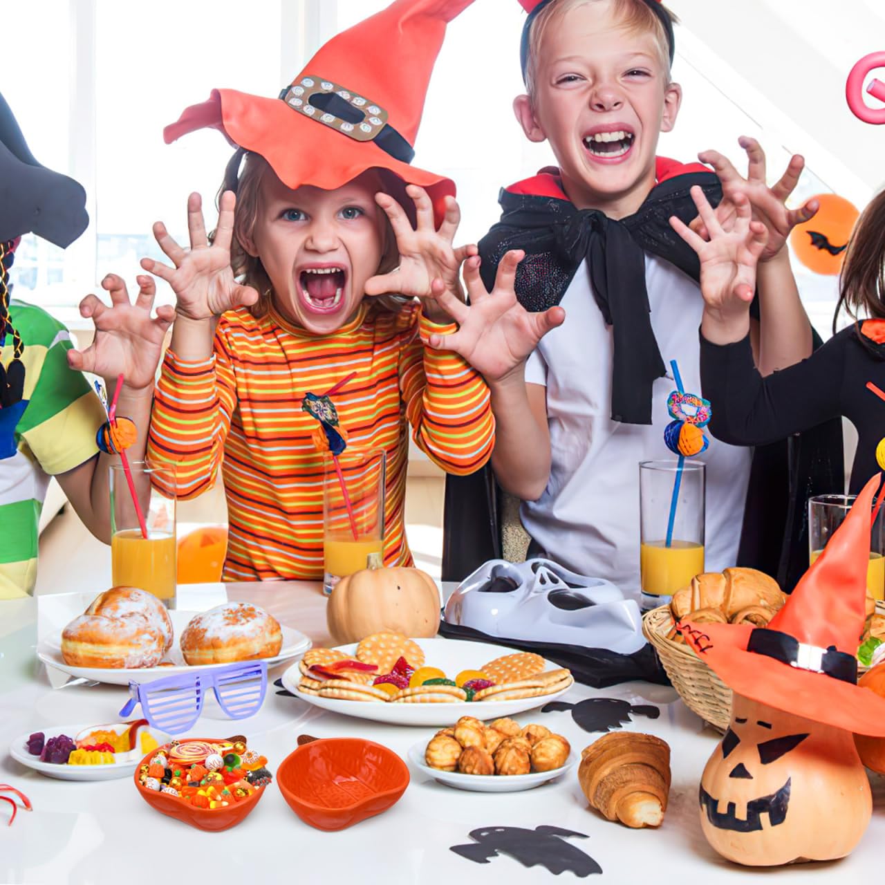 DOITOOL Lot de 2 petits ramequins en céramique en forme de citrouilles pour la pâtisserie, les citrouilles