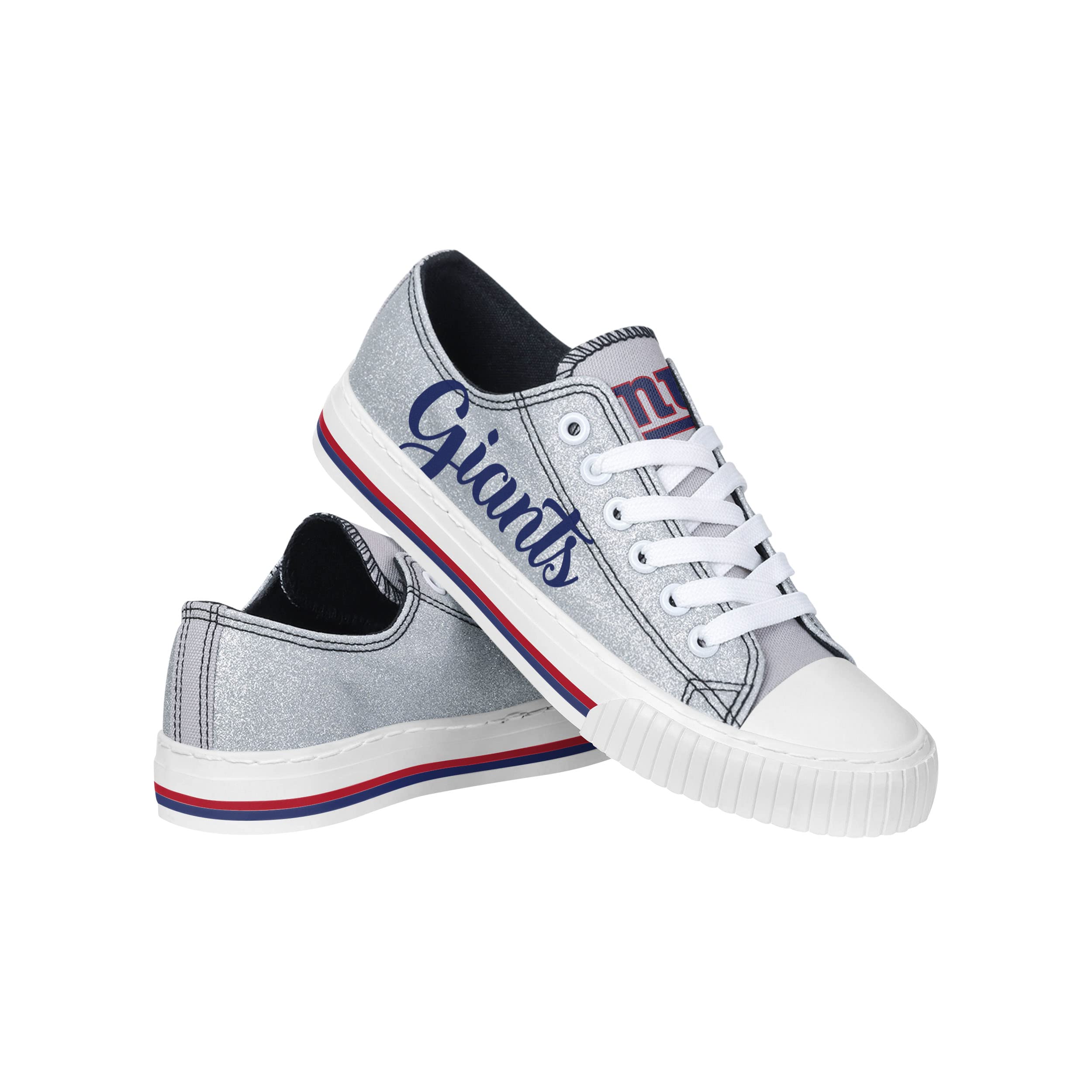 FOCO Womens NFL Team Logo Ladies Fashion Color Glitter Low Top Canvas Sneakers Shoes