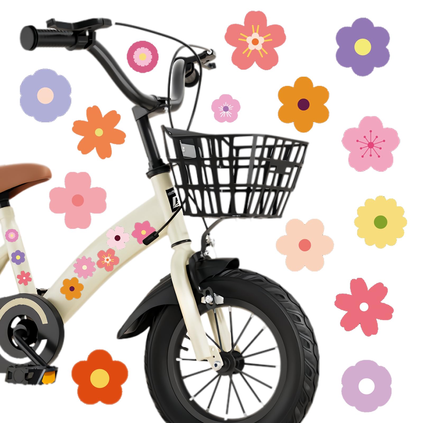 Pink Flower Stickers, 6 Sheets Bike Stickers, Car Decals, Waterproof Sticker for Bicycle Cycling Frame, Skateboard, Helmets, Water Bottle, Window, Journal, Luggage Decoration, Multicolor, 60 Pcs — image 1