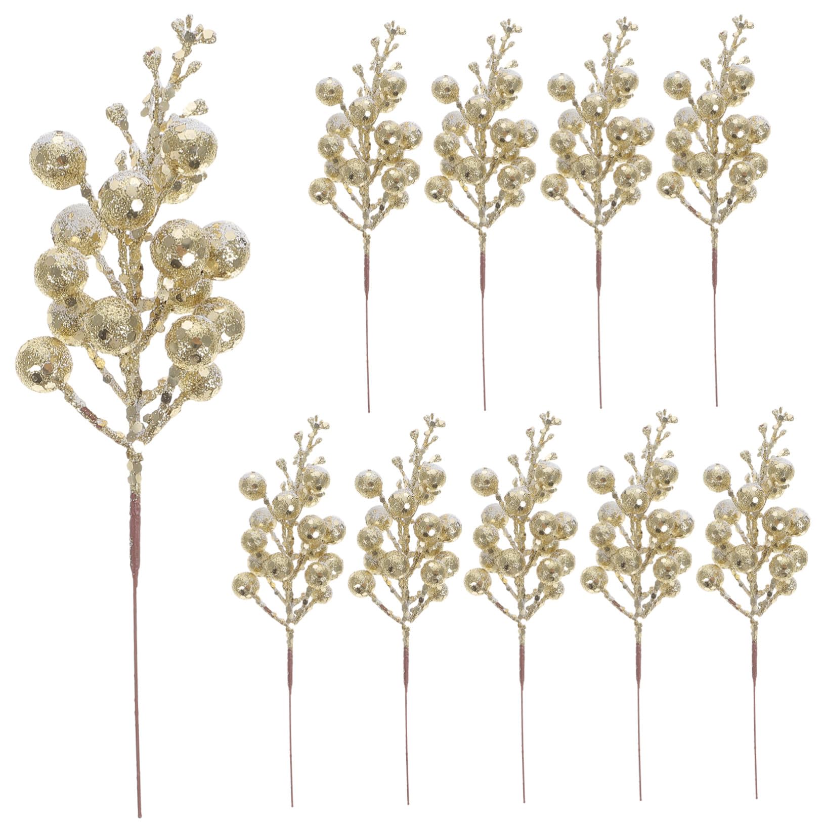 10pezzi Steli di Bacche Glitterate Artificiali per Decorazioni Natalizie Bacche Finte per Ghirlande di Natale Rami per Alberi di Natale