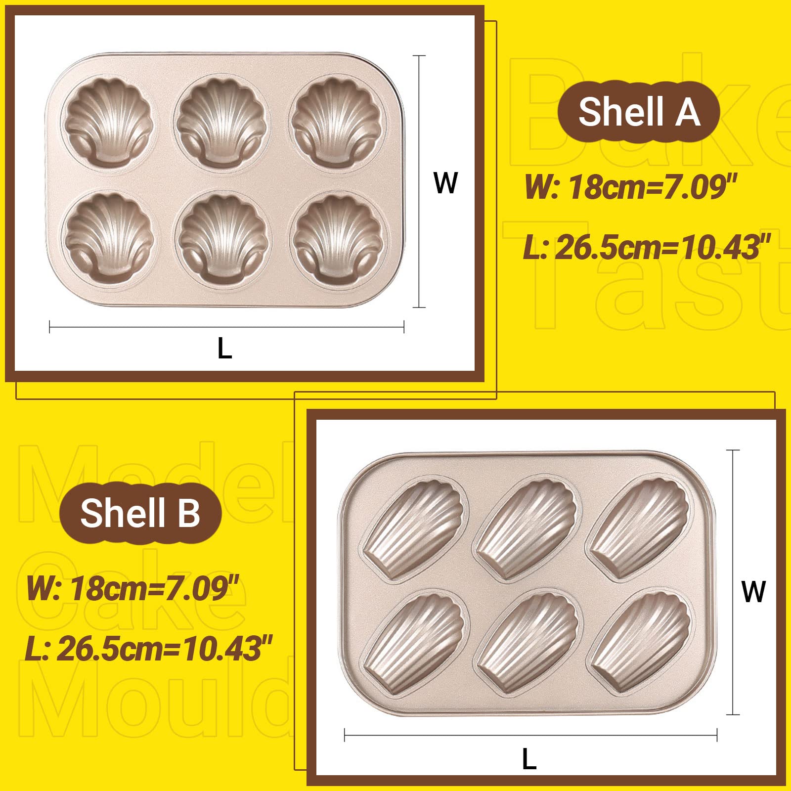 2 szt. Shell Madeleine patelnia nieprzywierająca do piekarnika kuchennego do pieczenia - formy do puddingu, formy do pieczenia ciasteczek, stal węglowa z powłoką nieprzywierającą wewnątrz i na
