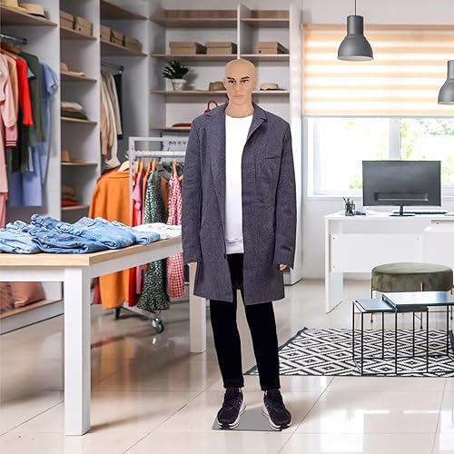 Miniatura 8 de Maniquí masculino de cuerpo completo con cabeza ajustable, extremidades flexibles, diseño desmontable de 72 pulgadas, forma de vestido con base de