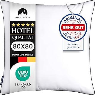 Gentle North Hochwertige Kopfkissen 80x80 cm groß in Hotelqualität - Flauschiges, gut gefülltes Schlafkissen für Allergiker geeignet (Ökotex 100 Zertifiziert) - 60° Waschbar