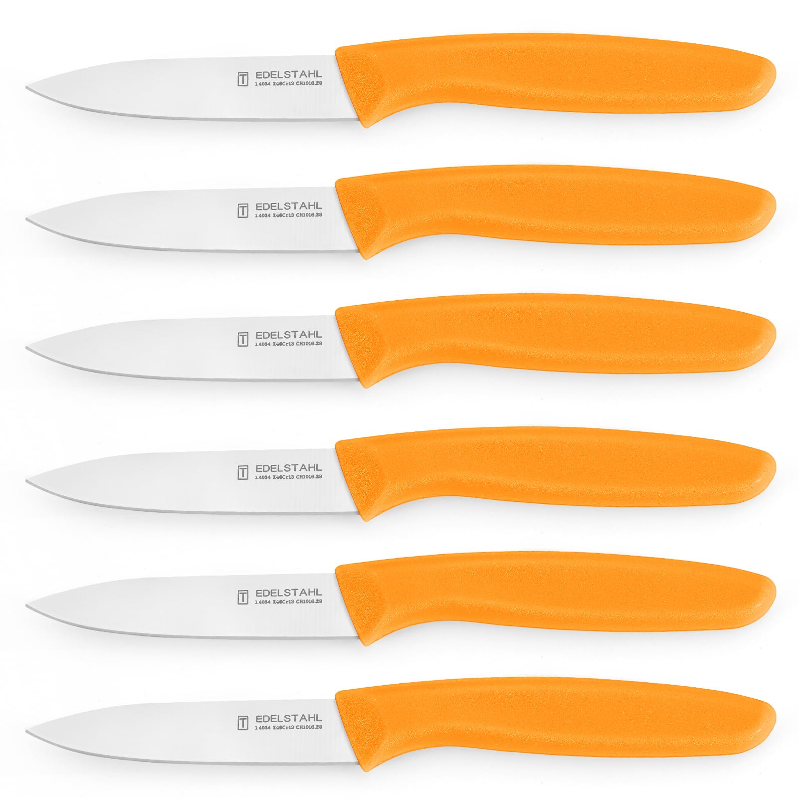 targzier Gemüsemesser 6 Stück, Gemüsemesser&Obstmesser Set aus gehärtetem Edelstahl, Orange,Hochwertiges Obst- und Gemüsemesser für die Geschirrspülmaschine geeignet