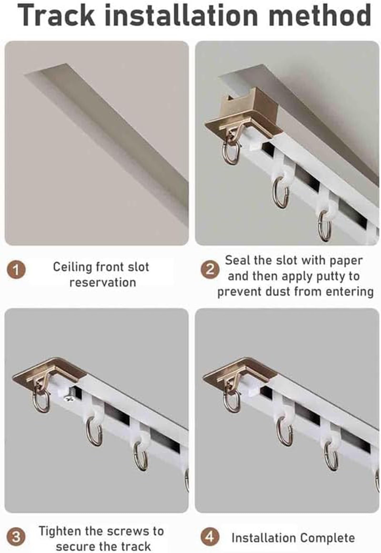 Générique Système de Tringle à Rideaux, Tringle de Plafond Robuste en Aluminium, Barre Droite de 2,6 m pour fenêtres et séparations de pièces, Fixation Invisible, Rail en