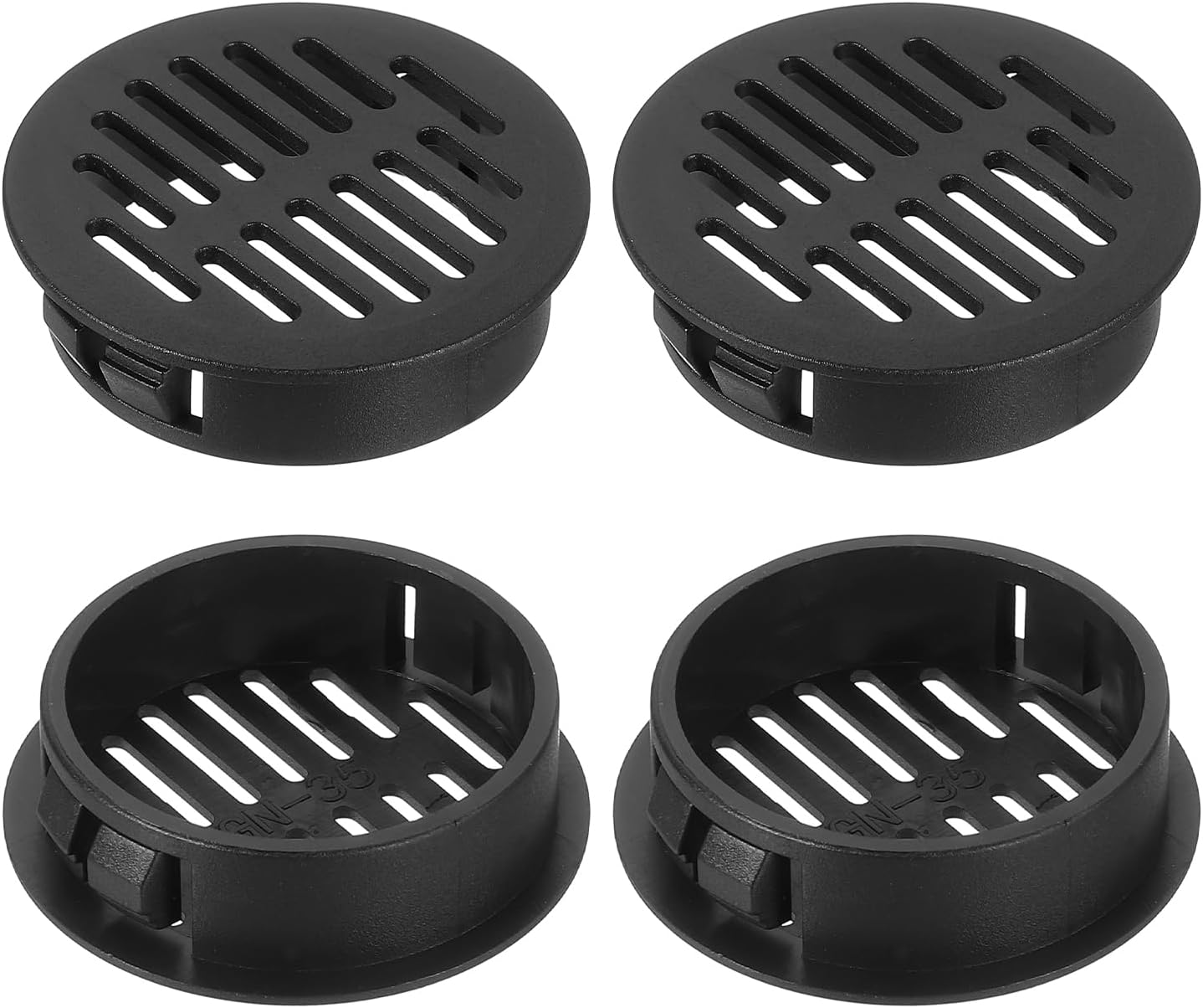 sourcing map Round Soffit Vents 1 inch, 8Pcs Black Plastic 35mm Soffit Vent Cover - Circular Air Vent Grille - Air Flows Easily for Bathroom Home, Office, Kitchen, Cabinet, Wardrobe
