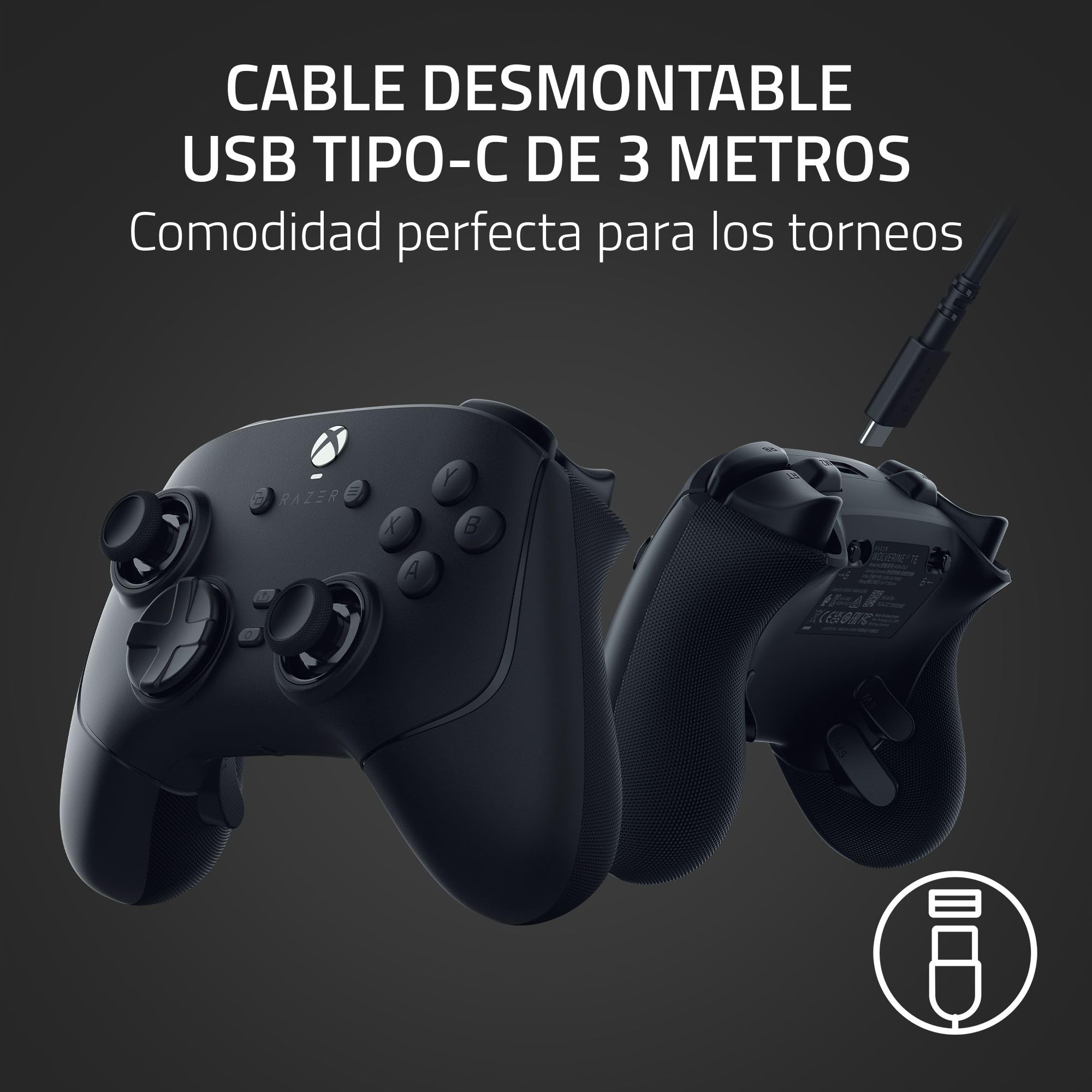 Razer Wolverine V3 Tournament Edition - Mando de deportes con cable para Xbox X|S y PC (botones de acción táctiles Mecha, HyperTriggers Pro, D-Pad de 8 direcciones, cable USB-C de 3m) Negro