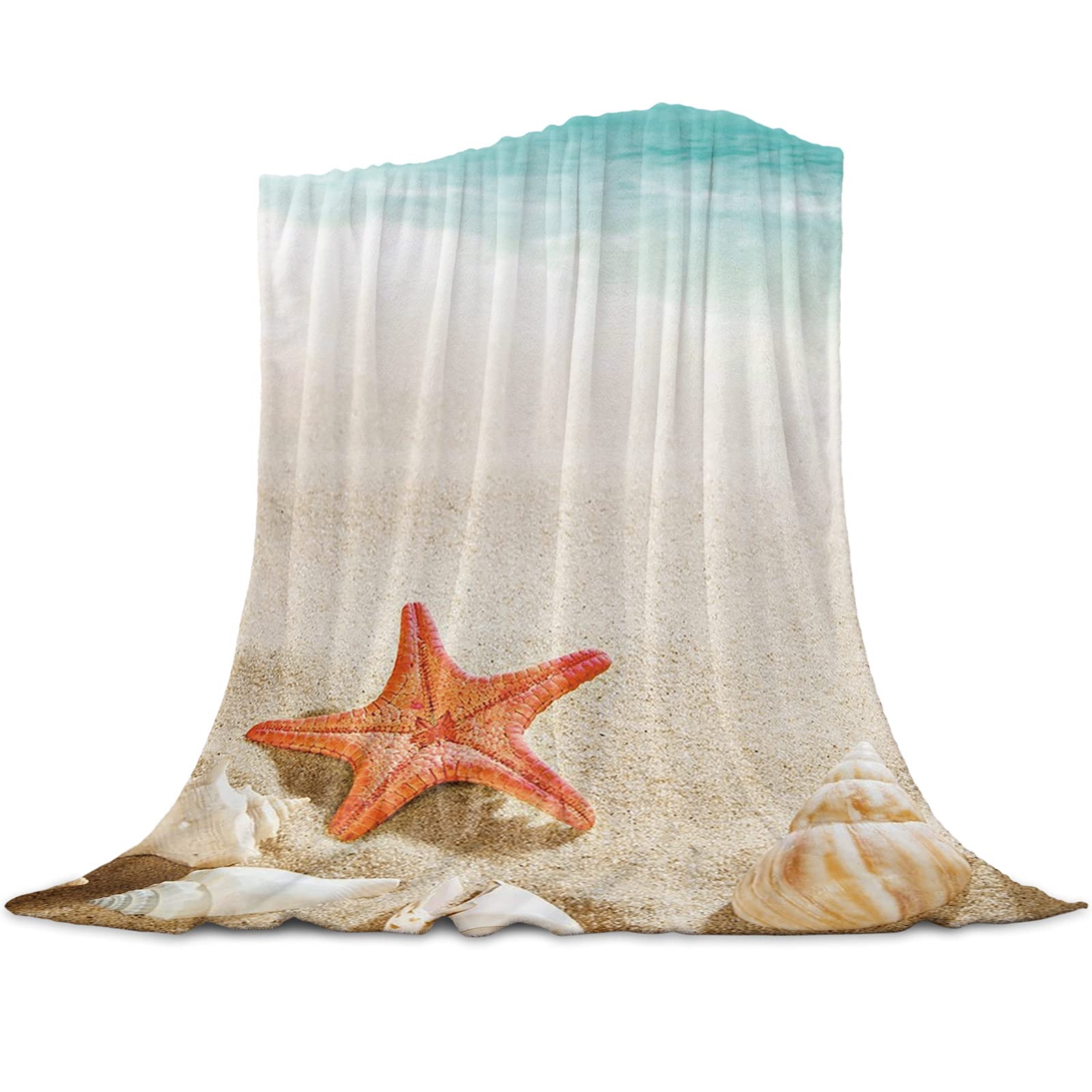KLJFIGUT Mantas para Sofas Grandes 220x240 Estrella de mar Mantas para Cama de Franela Felpa para Adultos, Manta para Cama 135/150 de Invierno, Manta para Cubre Sofá Colchas