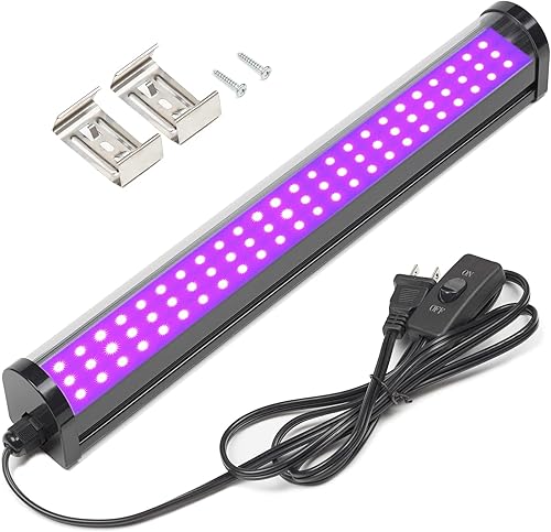 Barra de luz negra UV, tubo de luz negra LED mejorado de 25 W, 395-405 nm, área iluminada de 15 x 15 pies, enchufe+interruptor+cable de alimentación