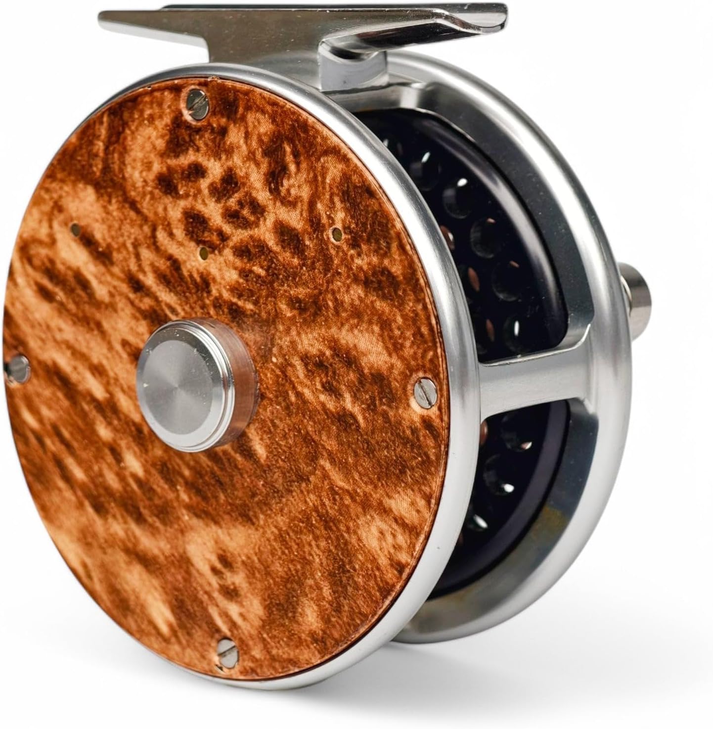 Retro Trout Fly Reel | Classic S-Handle Design | 6061-T6 Aluminum | LHW/RHW Convertible | 2.5''/3''/3.5'' Sizes (wood1, 3.5'' for 7/8wt, Right-Handed (with Agate Guide))