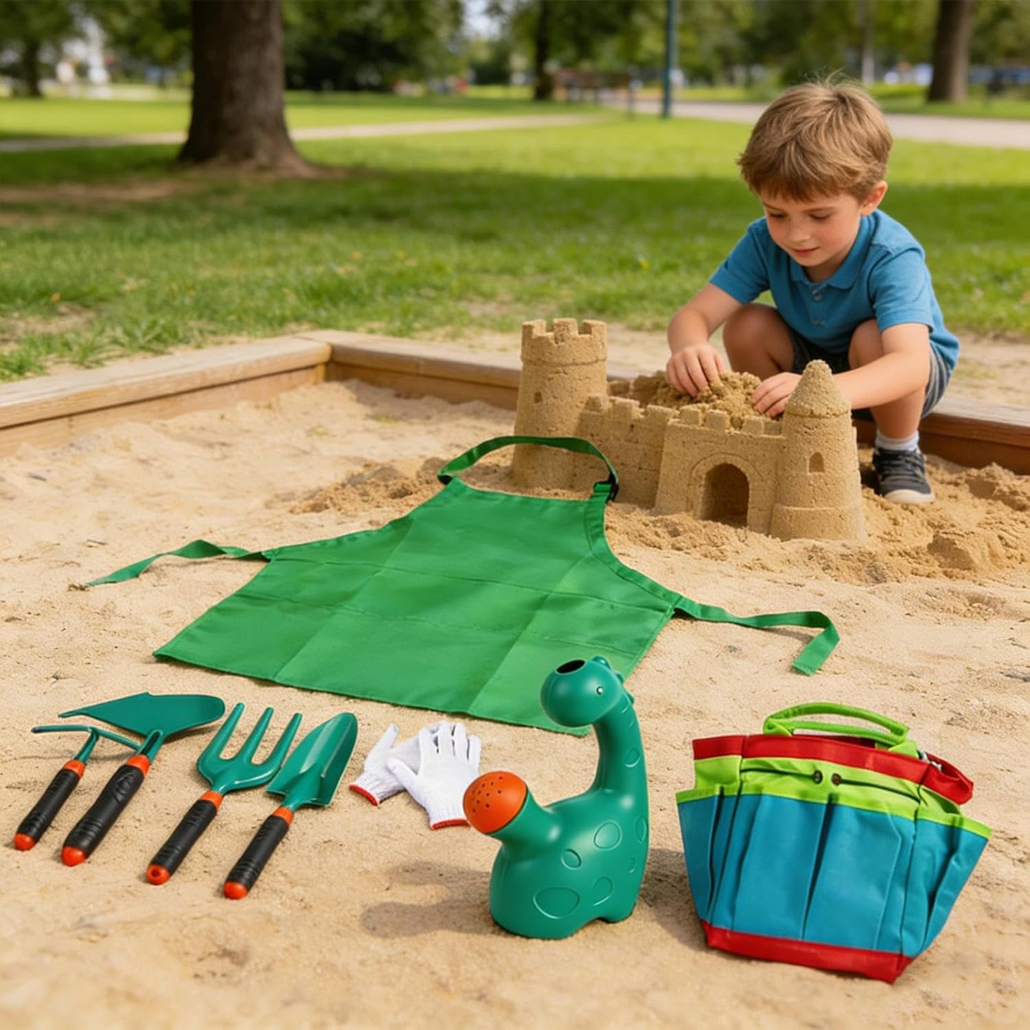 Sand Digging Toys - 9 Piece Large Children's Sand Play Set | Gardening Tool Set, Kids Garden Tools | Soil Digger Watering Can Planting Shovel, Garden Tools For Kids For Children Balcony Yard Farm Nurs