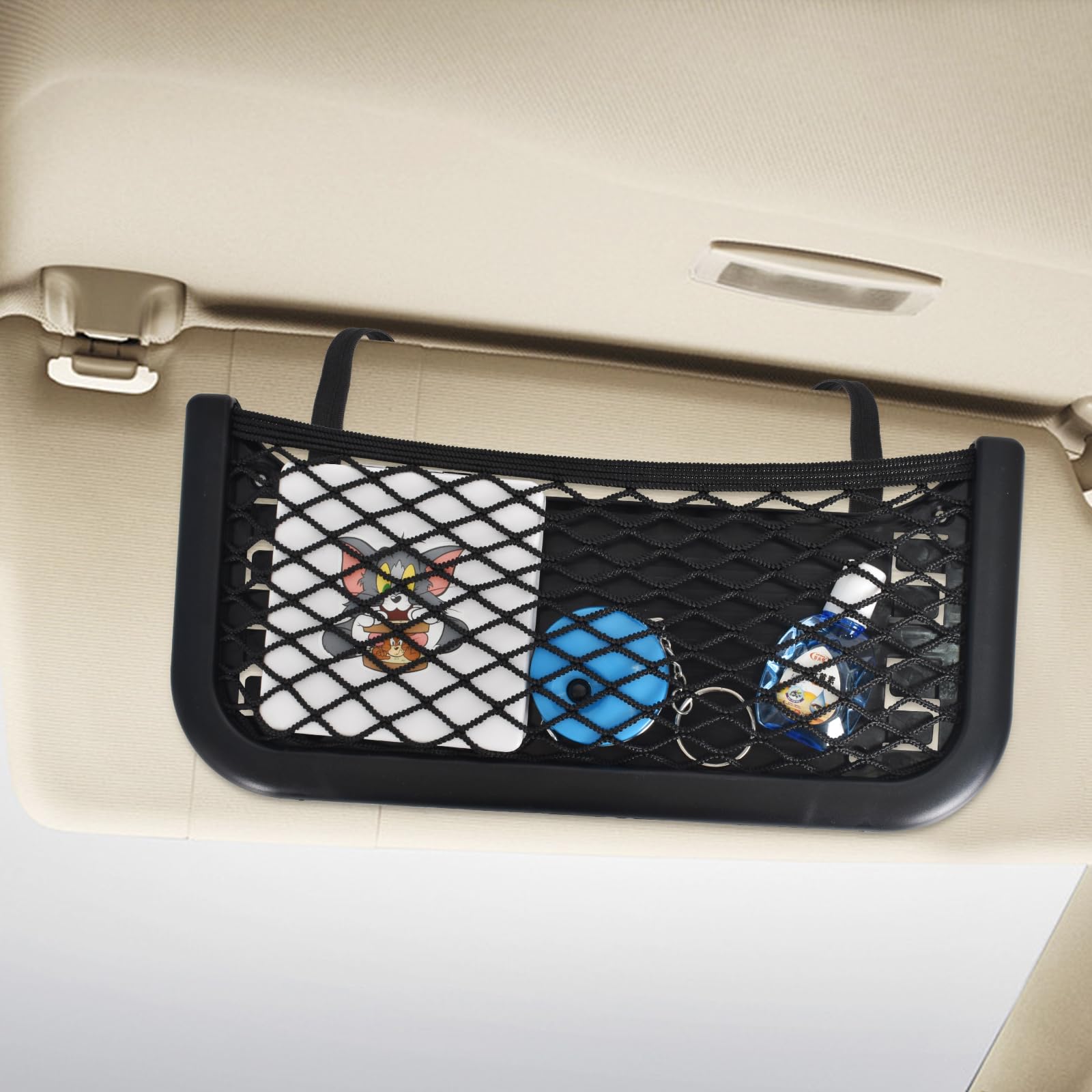 Dokeno 4 Pezzi Rete Portaoggetti per Camper, 26x12cm Rete Elastica per Bagagliaio Auto Multifunzionale, Borsa a Rete per Auto con Viti e Elastici Universale, Rete Organizer per SUV, Barche, Casa,Truck