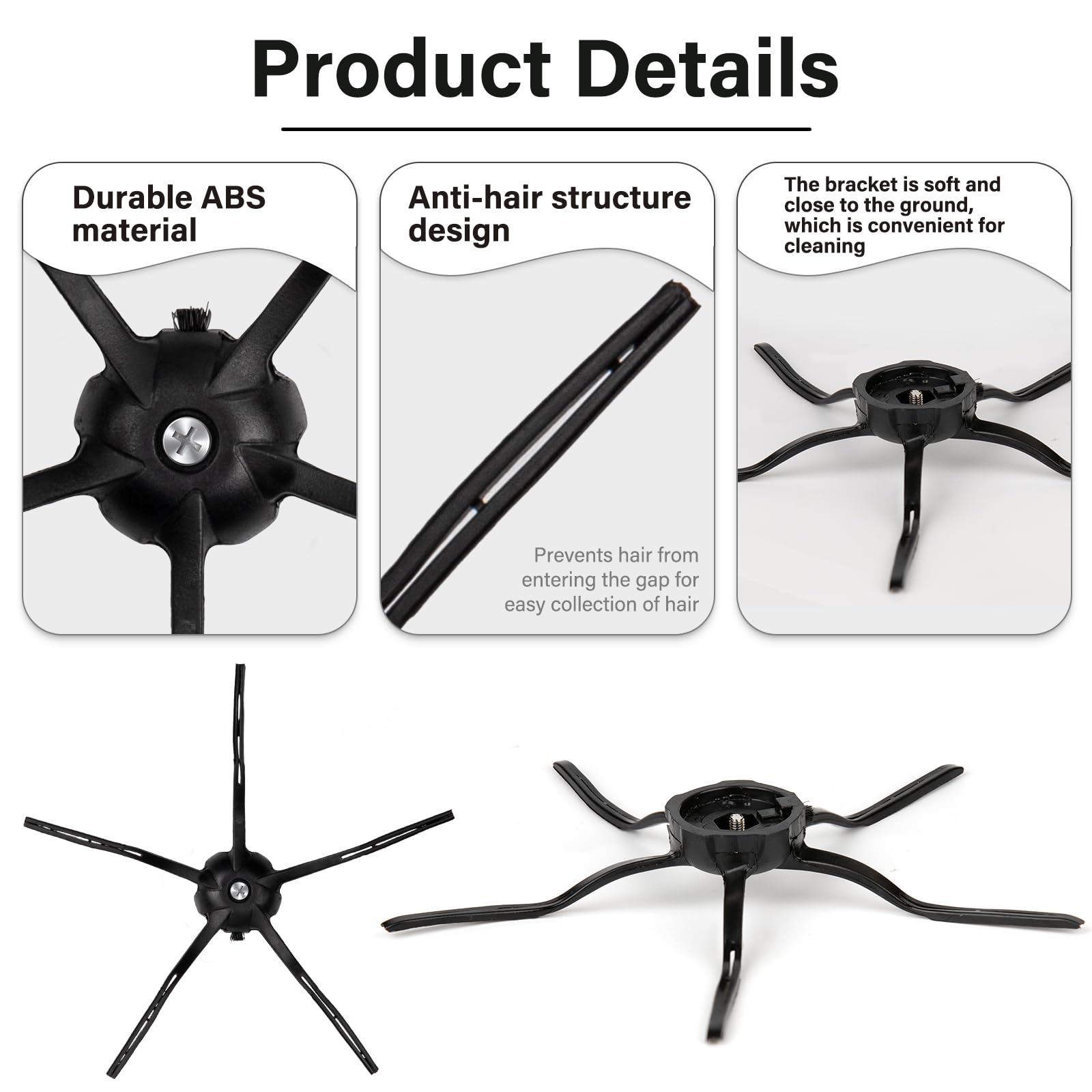 Lot De 5 Brosses Latérales Pour Aspirateur Robot Roborock | Compatible S8, Q Revo, S7, Q5, Q7, Série E - 4