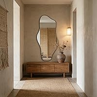 Vista 15 de Espejo de pared irregular, espejos asimétricos de 21 x 14 pulgadas, espejo moderno sin marco para pared, espejos de forma única para sala de estar
