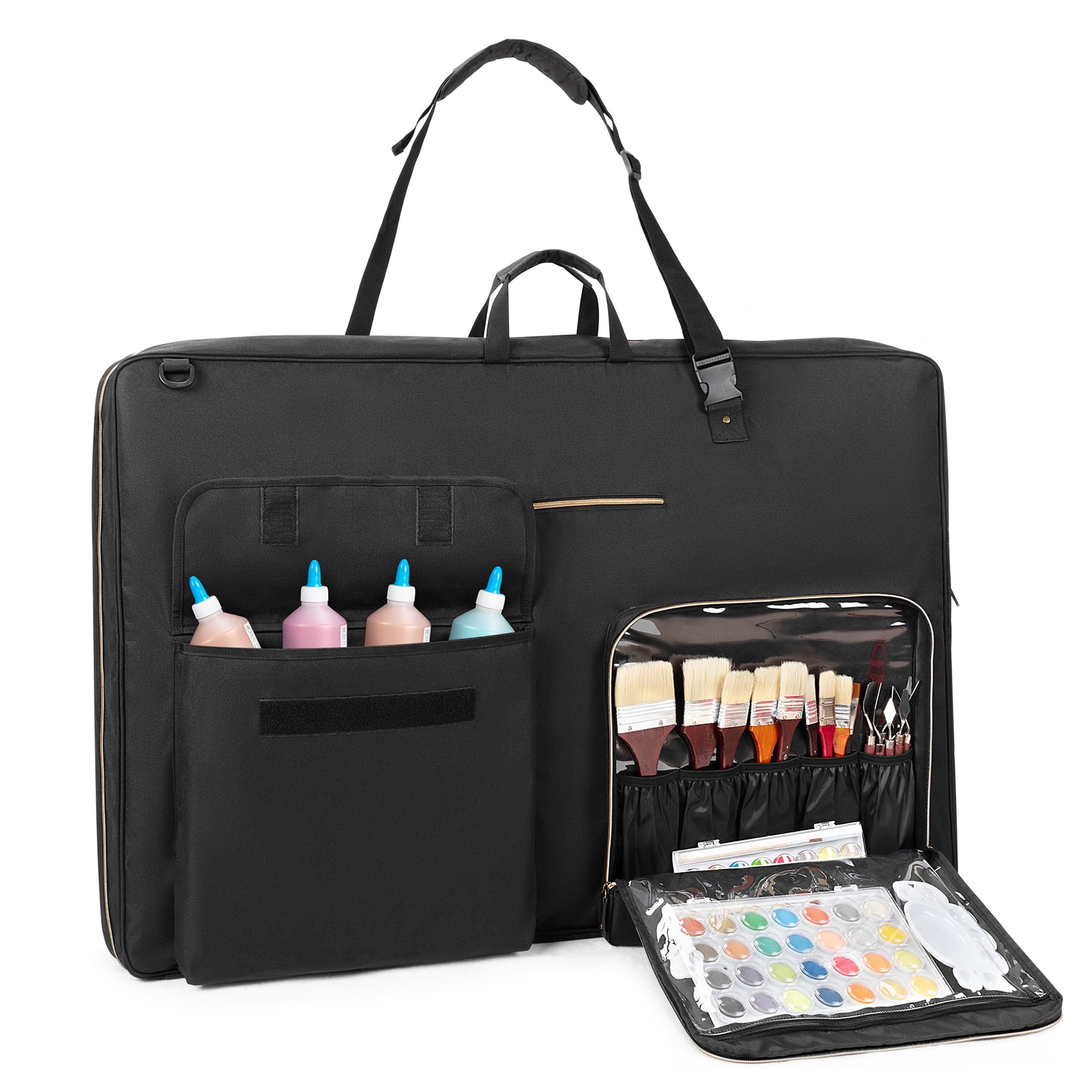 Damero A1 Sacs de Transport pour Fournitures d'art, Portefeuille d'artiste, étui pour Fournitures de Croquis, Grand étui pour tampons de Peinture, Organisateur d'artiste, Noir