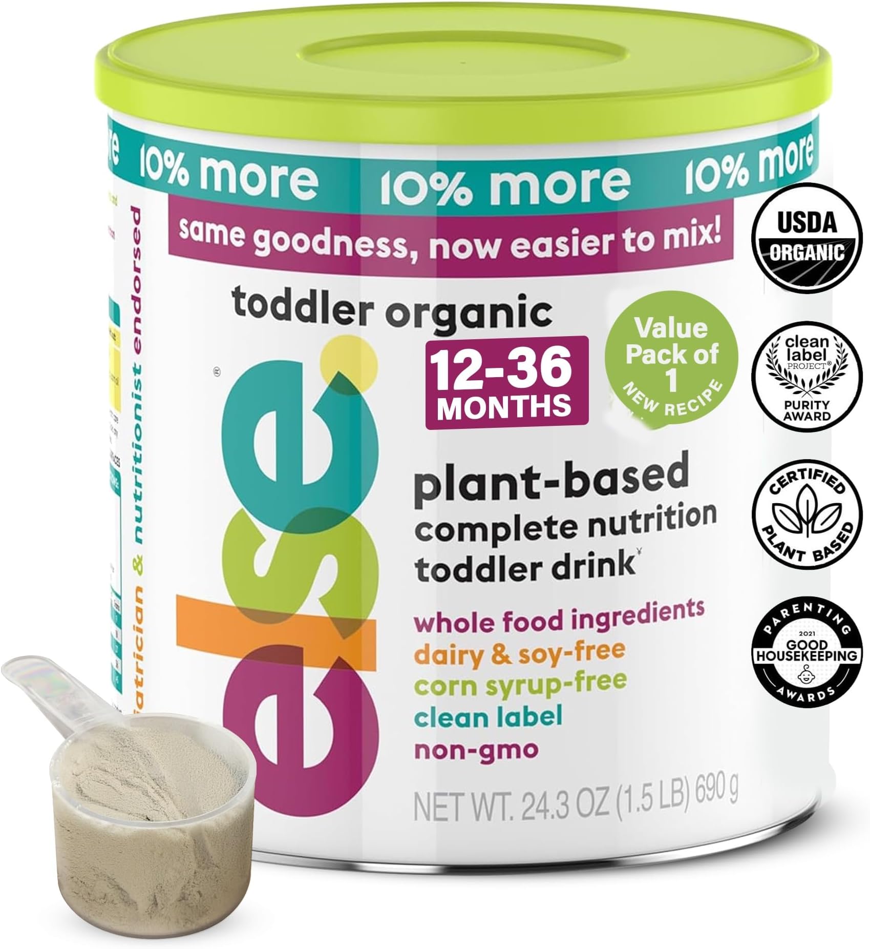 ELSE NUTRITION Else Nutrition Toddler Formula 12-36m, Plant Based, Dairy Alternative, Complete Nutrition, Easy to Digest Baby Formula 12-36 months, made from whole food ingredients, (24.z oz, VAL
