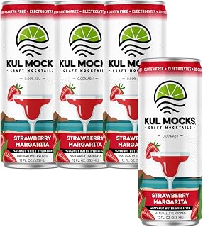 KUL MOCKS Strawberry Margarita – Premium Non-Alcoholic Mocktail 4-Pack – Zero Proof Cocktail with Tangy Lime and Tequila Flavor – Low Calorie, Gluten-Free, No Adaptogens, Ready to Sip